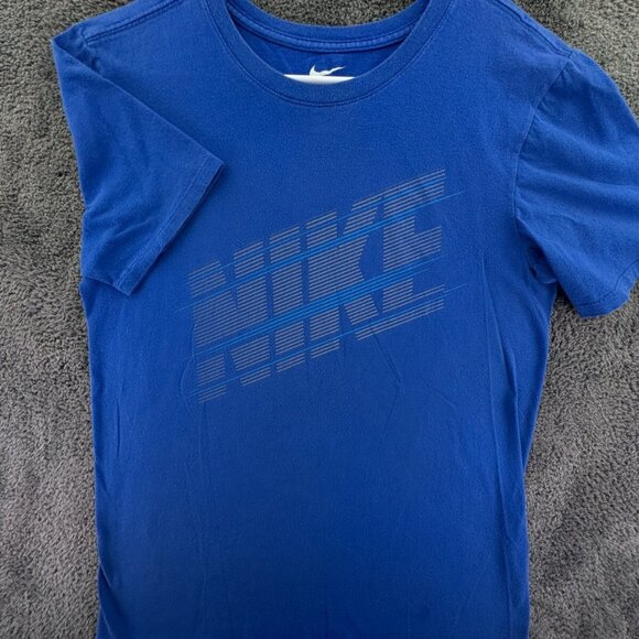 Nike Small Athletic Cut Blue Short Sleeve T Shirt Cotton Pullover Adult W/ Logo - Picture 1 of 13